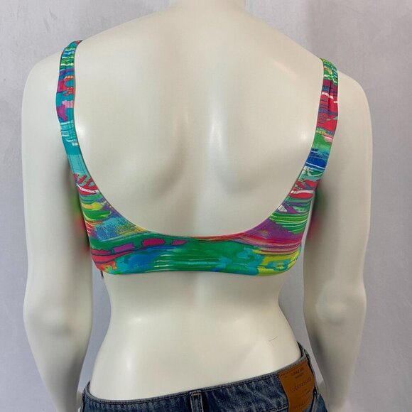 Lauren Ralph Lauren Bikini Top Size 6 Coral Print Padded with Center Ring NWT - Picture 2 of 4